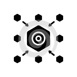 Black solid icon for Central, pivotal and focal