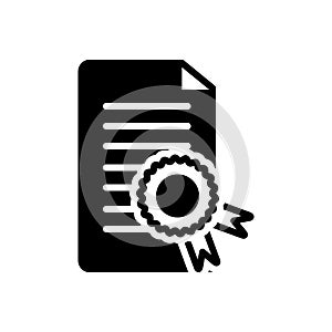 Black solid icon for Certificate, affidavit and authentication