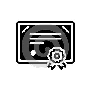 Black solid icon for Certificate, affidavit and authorization