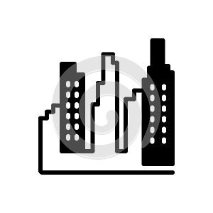 Black solid icon for Citycenter, city and center