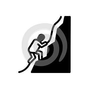 Black solid icon for Climb, rappelling and abseiling