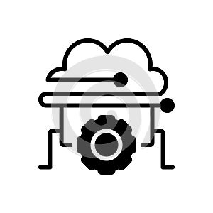 Black solid icon for Cloud Management, access and connection