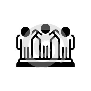 Black solid icon for Coalition, meeting and crowd