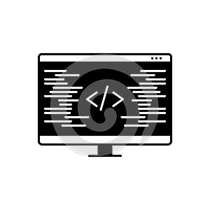 Black solid icon for Coding, programming and technology