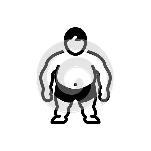 Black solid icon for Comorbidity, overweight and chunky