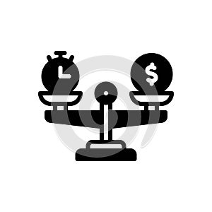 Black solid icon for Comparative, money and scale
