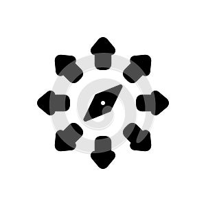 Black solid icon for Compass, orientation and map