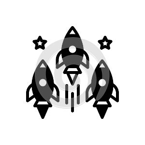 Black solid icon for Competitions, aircraft and airliner