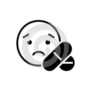 Black solid icon for Compulsion, helplessness and pills photo