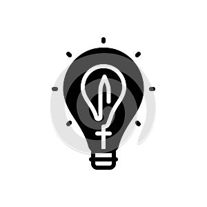 Black solid icon for Conclusions, inference and electric photo