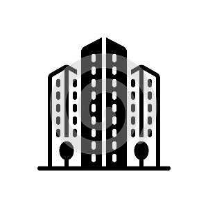 Black solid icon for Condo, multistory and property