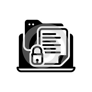 Black solid icon for Confidential, secret and data
