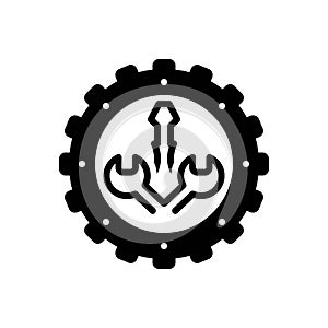 Black solid icon for Configured, service and repair