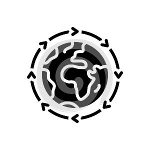 Black solid icon for Continually, worldwide and repeatedly