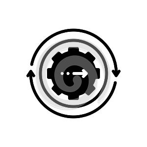Black solid icon for Continuing, progressing and sustained