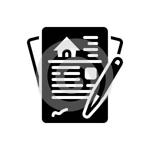 Black solid icon for Contracts, deal and paper