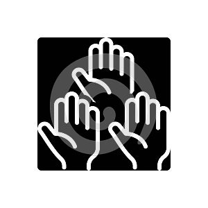 Black solid icon for Contribution, benefaction and hand