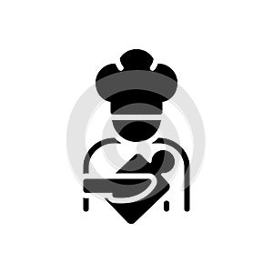 Black solid icon for Cook, chef and food