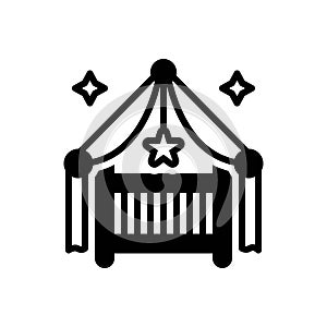 Black solid icon for Cradle, bassinet and crib