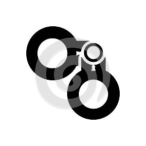 Black solid icon for Crime, handcuff and criminal