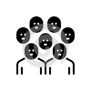 Black solid icon for Crowd, multitude and flock