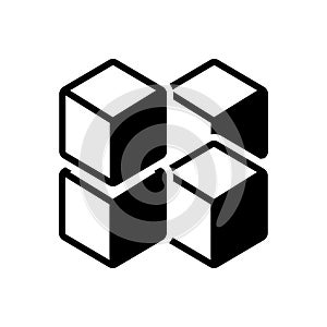 Black solid icon for Cube Graphic Of Squares, technology and polygon