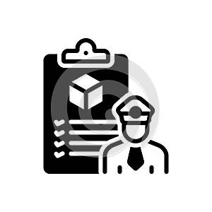 Black solid icon for Customs Clearance, parcel and delivery