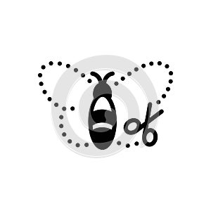 Black solid icon for Cut Out, butterfly and animal