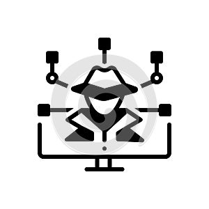 Black solid icon for Cyber crime, hackers and security
