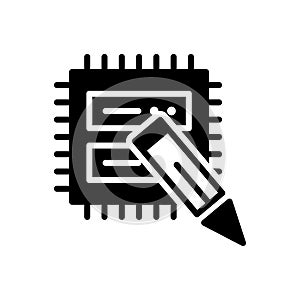 Black solid icon for Data Edit, redact and user