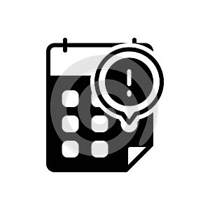 Black solid icon for Deadline, date and calendar