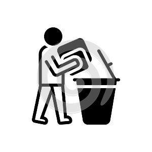 Black solid icon for Declutter, people and throw