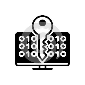 Black solid icon for Decrypting, cybersecurity and technology