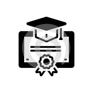 Black solid icon for Degree, valedictorian and highest