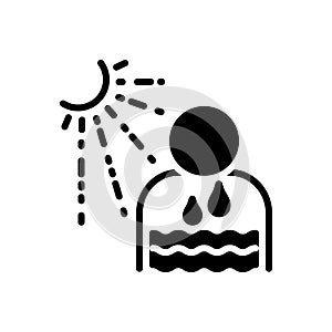 Black solid icon for Dehydrate, sunstroke and dehydration