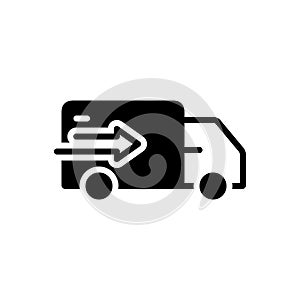 Black solid icon for Delivery Truck, conveyance and dispensation