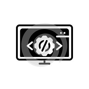Black solid icon for Development, gear and software