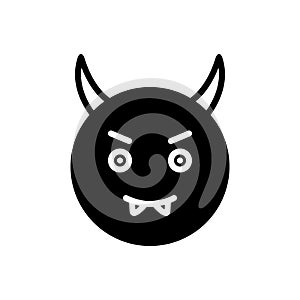 Black solid icon for Devil, evil and emotion