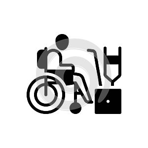 Black solid icon for Disabled, crippled and wheelchair