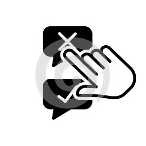 Black solid icon for Disagree, negative and positive