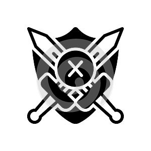 Black solid icon for Disarm, daunt and weapon