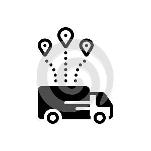 Black solid icon for Distribution, delivery and location