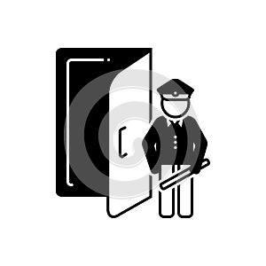 Black solid icon for Doorman, doorkeeper and servant