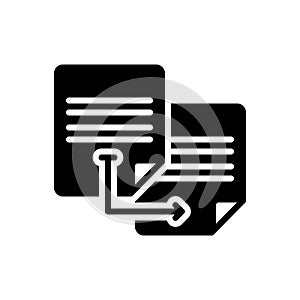 Black solid icon for Duplicate, transcript and matching