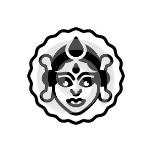 Black solid icon for Durga Puja, goddness durga and navratri