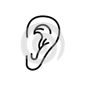 Black solid icon for Ear, hear and human