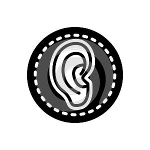 Black solid icon for Ear, hear and human