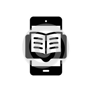 Black solid icon for Ebooks, mobile and textbook