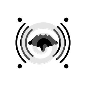 Black solid icon for Echolocation, bat and insect