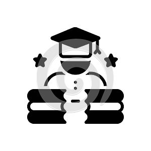 Black solid icon for Educated, literate and reading